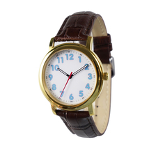 Easy Read Watch Blue Numbers Gold Personalized Watch Men Watch Women Watch  - £35.55 GBP