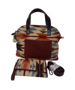 NWT Pendleton Wyeth Trail Dome Bag &amp; Zip Wallet Aztec Leather, Wool Reta... - £158.62 GBP