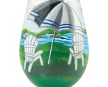 Lolita Beach Chair Wine Glass Stemless 20 oz Giftbox Nautical Blue Green - $25.74