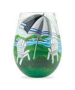 Lolita Beach Chair Wine Glass Stemless 20 oz Giftbox Nautical Blue Green - £20.33 GBP