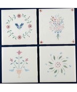 4 Decorative American Tiles 4-1/4&quot; Square Pastel Florals - £4.70 GBP