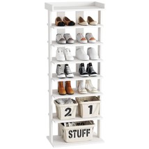 7-Tier Wood Shoe Rack, Double Rows 7-Tier Shoe Shelf, Shoe Storage Stand, Entryw - £91.74 GBP