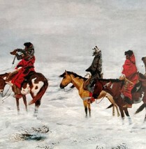 Lost In Snowstorm Cowboys Native Americans 1978 Old West Print Russell LGAD99 - £39.32 GBP