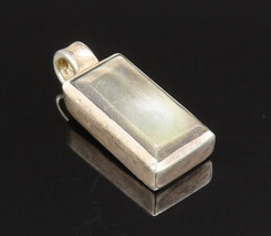 OTT 925 Silver - Vintage Rectangle Mother Of Pearl Drop Pendant - PT21252 - £28.43 GBP