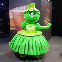 Lime Green Pot Of Gold mascot costume character dressed with a Pleated Skirt and - £994.62 GBP