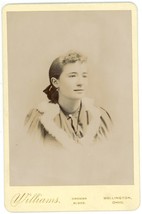 Antique Circa 1880s Cabinet Card Williams Beautiful Young Woman Willington Ohio - £7.57 GBP