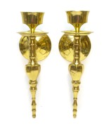 Pair of Solid Brass Wall Hanging Candle Holder 10&quot; Vintage Made in India - $39.57