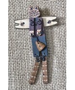 Angel Cat Pin w Hinged Arms And Legs Holding Beehive Novelty Rustic Folk... - £7.83 GBP