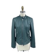 NWOT Liebeskind Berlin Lamb Leather Biker Jacket Blue Green L Feather Li... - $4,519.24 MXN