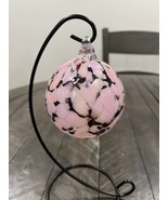 Ron Hinkle West Virginia Pink Brown Art Glass Round Ball Christmas Ornament - $47.37 CAD