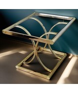 1960s Hollywood Regency Gold Tone Brass &amp; Glass End Side Table w/Bent Ar... - $5,621.57 MXN