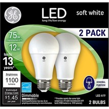 Savant GE 75W Soft White A19 General Purpose LED Light Bulbs Replacement, 2 Pack - $32.66