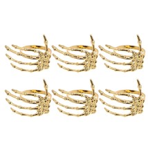 6Pcs Halloween Napkin Rings Set Alloy Skeleton Hand Napkin Ring Holders ... - $26.99