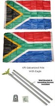 2x3 2&#39;x3&#39; South Africa Double Sided 2ply Flag Galvanized Pole Kit Eagle Top - £22.34 GBP