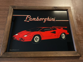 Lamborghini GraphiCreationsInc. Vintage Framed Glass Art Photo Man Cave ... - $44.55