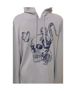 New Men&#39;s Skull Hoodie Blue Gray Skull Drawstring Sizes L - $390.24 MXN
