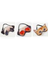 3-PC SET 3D Animal Cartoon Eye Sleep Mask, Ultra-realistic Pug Cat + PUG... - $14.89