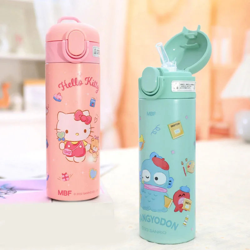 Kawaii Sanrio Hello Kitty My Melody Straw Bouncing Cover Insulated Cup Student - £16.20 GBP