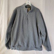 Mens XL 1/4 Zip LL Bean Vintage Cotton Sweatshirt Pullover Pockets Gray - £13.26 GBP