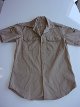 Usgi Army KHAKI/TAN Vietnam Era Uniform Short Sleeve Shirt W/E-2 Rank Size Small - £18.39 GBP
