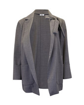 Max&amp;Co Striped Tie Detail Jacket In Wool Women Grey Size 42 - $94.05