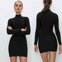 Babaton Aritzia Bandage Mini Dress Long Sleeve Bodycon Stretch Black M - £49.59 GBP
