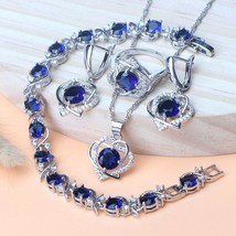 Luxury Bridal Jewelry Sets Bridal Jewelry For Women Purple Zircon Bracelets Earr - £28.03 GBP