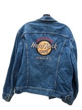 Vintage Lee Denim Jacket Hard Rock Cafe Honolulu 40R Blue Jeans 90s Sanfordized - £95.80 GBP