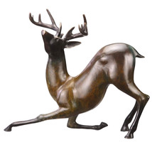 Antiqued Brass Contemporary 10 Point Buck Deer Statue - £647.24 GBP