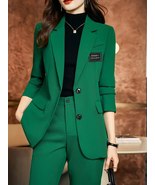 Coffee Green Black Single Breasted Straight Blazer And Trouser Work 2 Pi... - £118.47 GBP