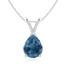 ANGARA London Blue Topaz Solitaire Pendant Necklace in Silver (Size-9x7mm) - $189.05+