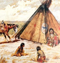 Joy Of Life Native Americans At Home 1978 Old West Print Russell LGAD99 - £19.92 GBP