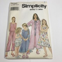 Simplicity 9292 Size 3-6 Girls' Sleepwear Nightgown Pajamas - $12.86