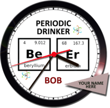 SCIENCE PERIODIC TABLE PERIODIC DRINKER PERSONALIZED BEER WALL CLOCK - $562.94 MXN