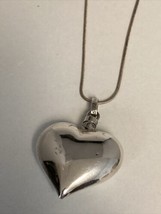 Taxco TR-50 Mexico Sterling Silver Large Puffy Heart Pendant &amp; 30” 925 Necklace - £46.62 GBP