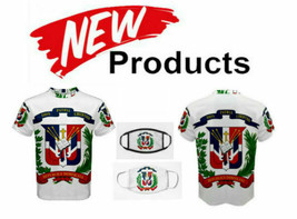 Dominican Republic Coat Of Arms Flag Men T-SHIRTS &amp; Free Mask Cp Brand - £21.99 GBP