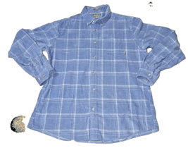 Eddie Bauer Mens Sz Large Classic Fit Plaid Flannel Shirt Blue Long Slee... - $12.55