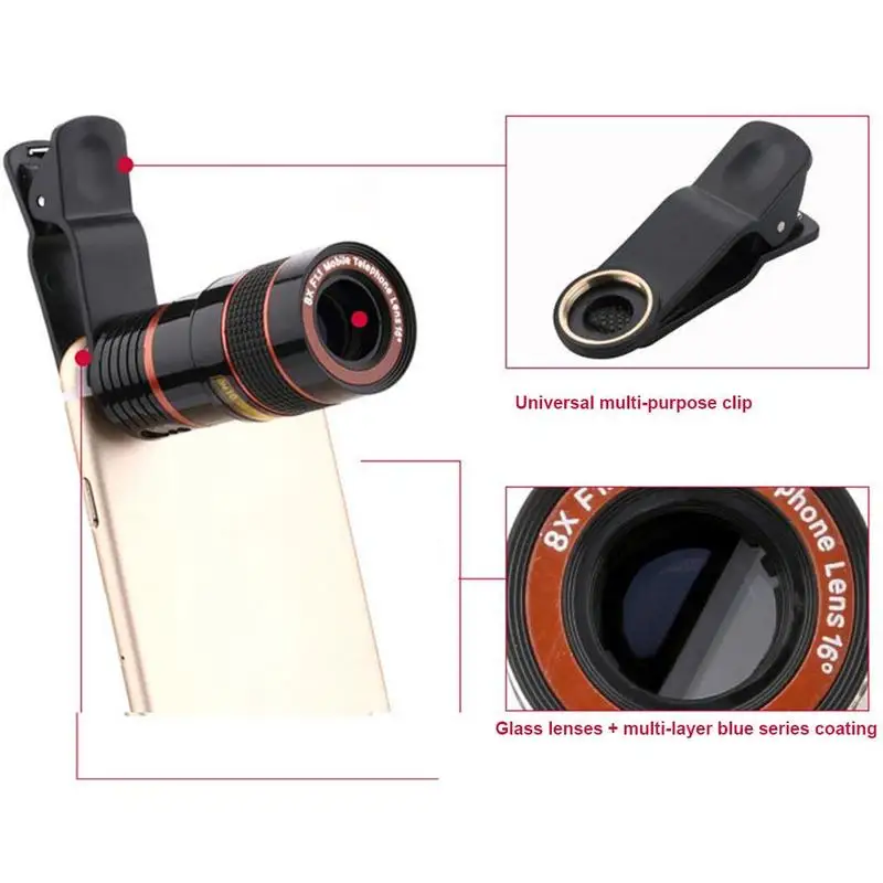 Sporting Mini Telephoto Phone Lens 8X/12X Optical Zoom Suitable for Most Types o - £24.10 GBP
