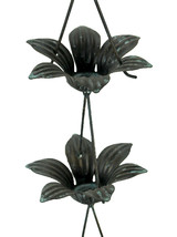 Verdigris Finish Metal Lily Flower Rain Chain with Attached Hanger 48 Inch - £28.04 GBP