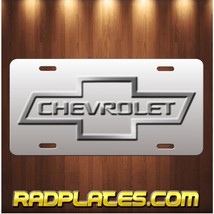 CHEVY BOWTIE Inspired Art on Gray Grey Aluminum Vanity license plate Tag New B - £15.36 GBP