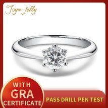 JoyceJelly Classic 925 Sterling Silver Moissanite Ring D Color 0.5 Carat Fine mo - £26.17 GBP
