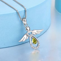 1.50 Ct Pear Cut Lab-Created Peridot Angel Wings Pendant Gift For Her 925 Silver - £103.29 GBP