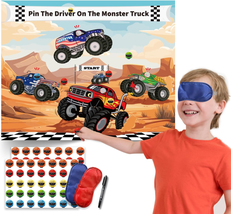 Monster Truck Birthday Party Supplies Decorations, Pin the Driver on the... - £18.44 GBP