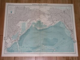 1922 Map Of North Pacific Oc EAN Bering Sea Alaska Russia Kamchatka Japan Hawaii - £23.63 GBP