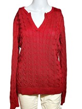 Lauren Ralph Lauren Sweater Women&#39;s Medium Red Pullover Holiday Workwear... - £20.37 GBP