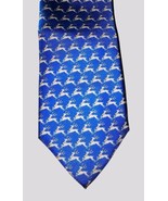 SALVATORE FERRAGAMO blue Prancing REINDEER CHRISTMAS silk MENS tie Authe... - $104.27 CAD