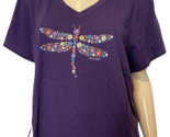 NWT Life Is Good Purple V Neck Short Sleeve Dragon Fly Tee Shirt Size XXL - $46.11 CAD