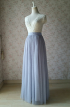 SILVER GRAY Tulle Maxi Skirt Wedding Bridesmaid Custom Plus Size Tulle Skirt image 4