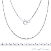 1mm Diamond-Cut &amp; Classic Snake Link .925 Sterling Silver Italian Chain Necklace - £15.77 GBP+