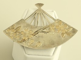 Japanese Vintage Sterling Silver 950 K. UYEDA Flower Fan Brooch - £70.95 GBP